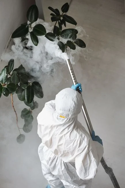Personne utilisant un vaporisateur et un chiffon pour nettoyer une étagère de cuisine, afin d’assurer l’hygiène et la propreté.